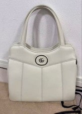 GUCCI PETITE GG Tote Bag 2-Way Shoulder Bag White #QY6P64