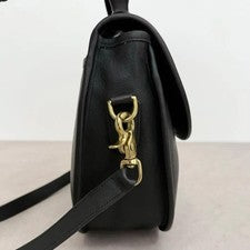 Old Coach shoulder bag, turn-lock closure, Daruma design, black. #QY55QB