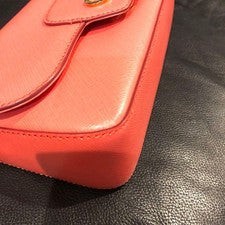 Salvatore Ferragamo Gancini Coral Pink Leather Handbag Italy #QY4JT3