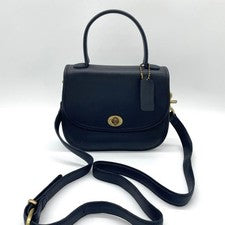 Old Coach 2-way bag, turnlock closure, glove-tanned leather, dark blue. #QYDXZ8