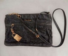 miumiu miumiu nappa leather shoulder bag dark gray