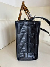 FENDI Sunshine Small Nappa Leather 2-Way Bag, Black #QY7I85