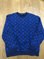 Louis Vuitton Monogram Sweatshirt Blue L Cashmere Wool Pre-Owned, Certified