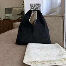 THE ROW Small Bindle Black Suede Handbag #QYG3Z3