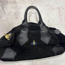Vivienne Westwood Velvet Leather Handbag Black Orb Italy W45 H23 #QY6GA7