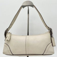 COACH One-Shoulder Bag Accessory Pouch Leather White #QY5KVA