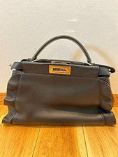 FENDI Peekaboo Navy Bicolor Black Leather Women #QYBL6A