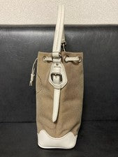 PRADA Logo Jacquard Mini Bucket Bag Drawstring White Beige #QY6H2W