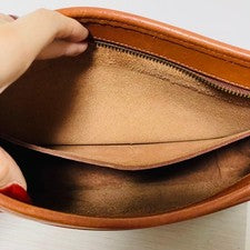 Old COACH brown leather shoulder bag #QY08GD