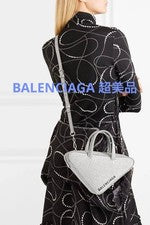 BALENCIAGA Silver Glitter 2-Way Triangle Shoulder Handbag #QYIGFU