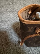LOUIS VUITTON Monogram Leather Handbag Brown Zip Pocket #QYCO18