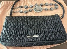 miu miu Matelasse Nappa Crystal Shoulder Bag Clutch