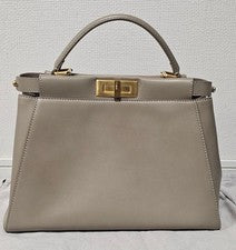 FENDI Peekaboo Regular Gray Nappa Leather Handbag #QYDYH5