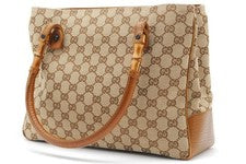 GUCCI GG Canvas Bamboo Handle Tote Bag #QYKMGE