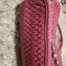 MIU MIU Hot Pink Leather Handbag Corner Scuffs Official Boutique #QY7RZA