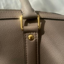 LOUIS VUITTON Greige Leather Handbag Women Japanese Authentic #PG9OLO