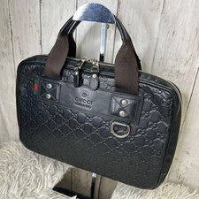 GUCCI Shima GG Leather Sherry Line Handbag Briefcase #QY1ZX3