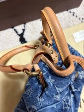 LOUIS VUITTON Denim Handbag Pretty M95020 Beige #QYF1Y8