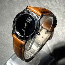 Leather strap SAAD onyx dial Roman numeral watch Indian #PFJ2VL