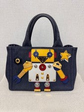 PRADA Robot Denim Handbag 2WAY #QY43KK