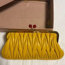 Miu Miu Matelassé Clutch Bag, Yellow #QYE6RT
