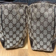 GUCCI Sherry Ribbon GG Monogram Tote Bag Brown with Dust Bag #PCAJ3K