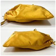 Miu Miu Drawstring Pouch Satin Yellow Logo Hardware Made in Italy 5NG010