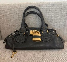 Chloe Paddington handbag with padlock, leather, black, Y2K #QYD3Q1