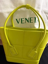 BOTTEGA VENETA Yellow Quilted Rubber Rain Handbag Double Handle #QY4S8A