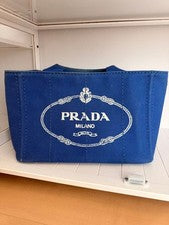 PRADA Canapa handbag, blue, with guarantee card. #QY4IOE