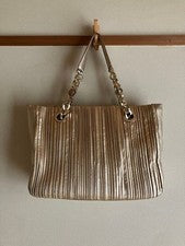 BVLGARI Monete Chain Tote Nappa Plissé Gold #QY9GBW