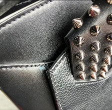 CHRISTIAN LOUBOUTIN black leather tote bag with studs #QY0N62