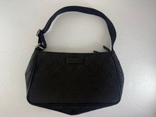 GUCCI GG Canvas Handbag, Black, Gucci Shoulder Bag #QY13YS