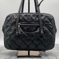 Balenciaga The Matelassé Leather Mini Boston Handbag, Black #QY7AZZ