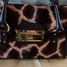DOLCE & GABBANA Dolce & Gabbana Haircalf Leather Handbag Brown W35 H22 D #QYKF6U