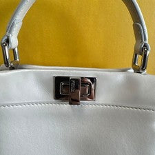FENDI Peekaboo Mini White Handbag #QYBM4E