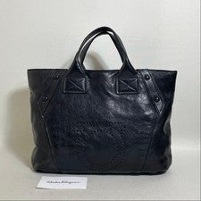 2605-153 Ferragamo Handbag, Leather, Black, Gancini #QY8MES