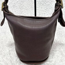 Old Coach Shoulder Bag Side Pack Dark Brown Leather 9953 #QY3861