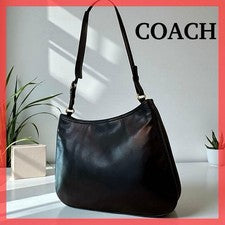 Old Coach Shoulder Bag, Leather, Genuine Calfskin, Black #QYAIQJ