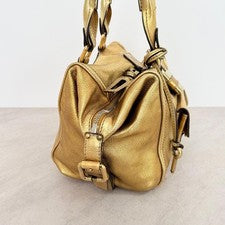 CHLOE Paddington handbag with padlock, metallic gold. #QY4QB5
