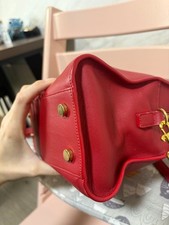 SAINT LAURENT Baby Cabas Red 2-Way Handbag Shoulder Bag YSL Leather #QY867D
