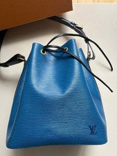 LOUIS VUITTON Epi Leather Bucket Bag, Blue Black Women #QYL8ZH