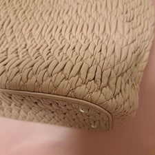 MIU MIU Matelasse Nappa Crystal Handbag Pink Beige Nappa Leather #QYE5AY