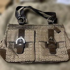 COACH Signature Handbag Brown #QYCW62