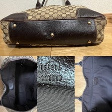 GUCCI Sherry Ribbon GG Monogram Tote Bag Brown with Dust Bag #PCAJ3K