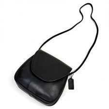 Old Coach Shoulder Bag Pochette Leather Flap Black #QY2SL7