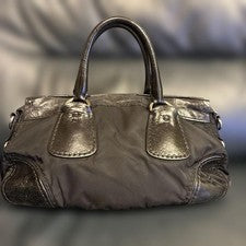 PRADA handbag, black nylon and leather. #QY73AJ