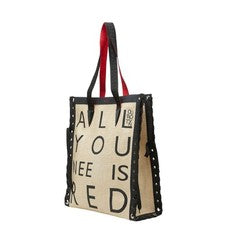 Christian Louboutin Cabasace Shoelace Tote Bag in Beige, Red, and Black #QY4I21