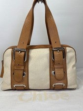 Chloé canvas and leather mini Boston bag/handbag #QY2691