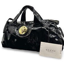 GUCCI Mini Boston Handbag, Gold Hardware, Leather Black #QY60LN